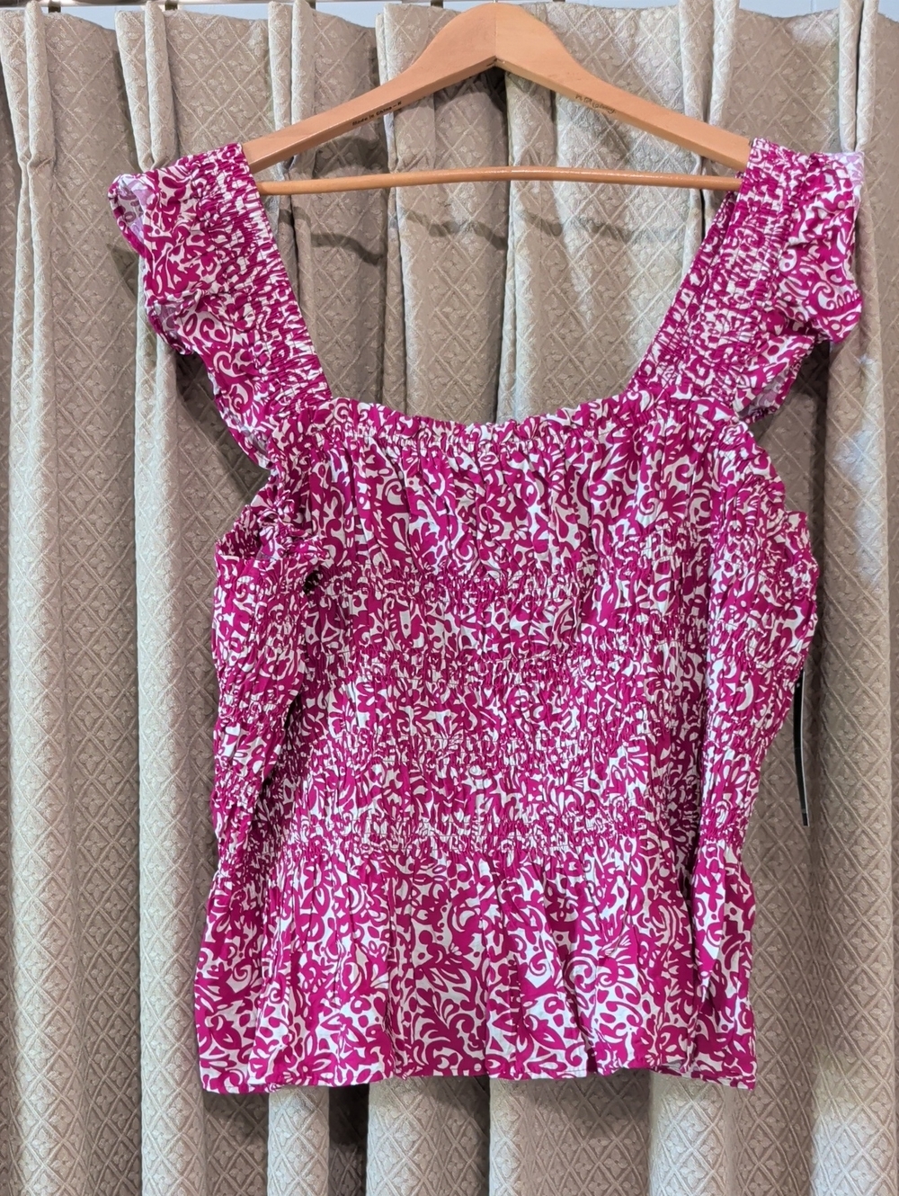 NWT Women's Size 3X Terra & Sky Pink & White Paisley Smocked Tank Top